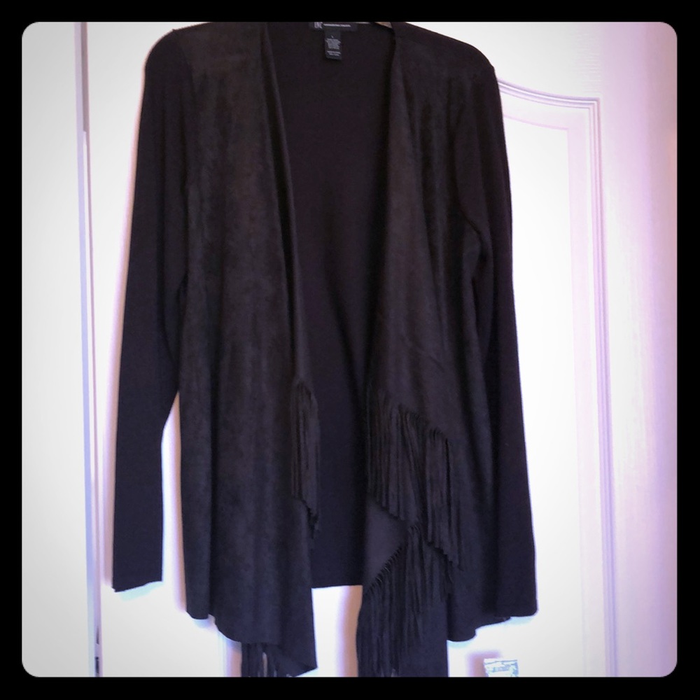 INC long sleeve brown sueded jacket with fringe